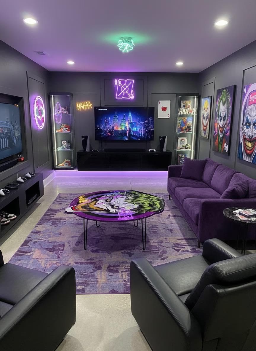 The Table, photographed in a purple-lit games room.